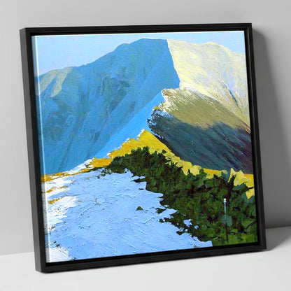Sunlit Snow on Fairfield Ridge lake district fell canvas wall art in black frame
