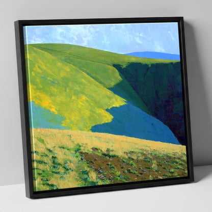 Vibrant Slopes of Meal Fell lake district fell canvas wall art in black frame