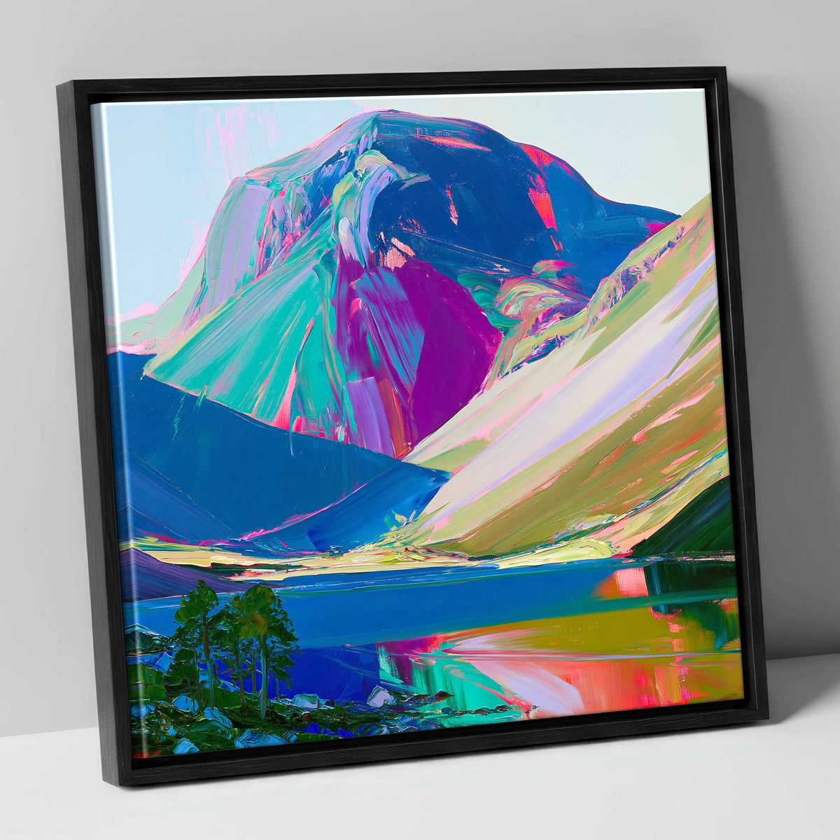 Vibrant Great Gable Valley Head lake district fell canvas wall art in black frame