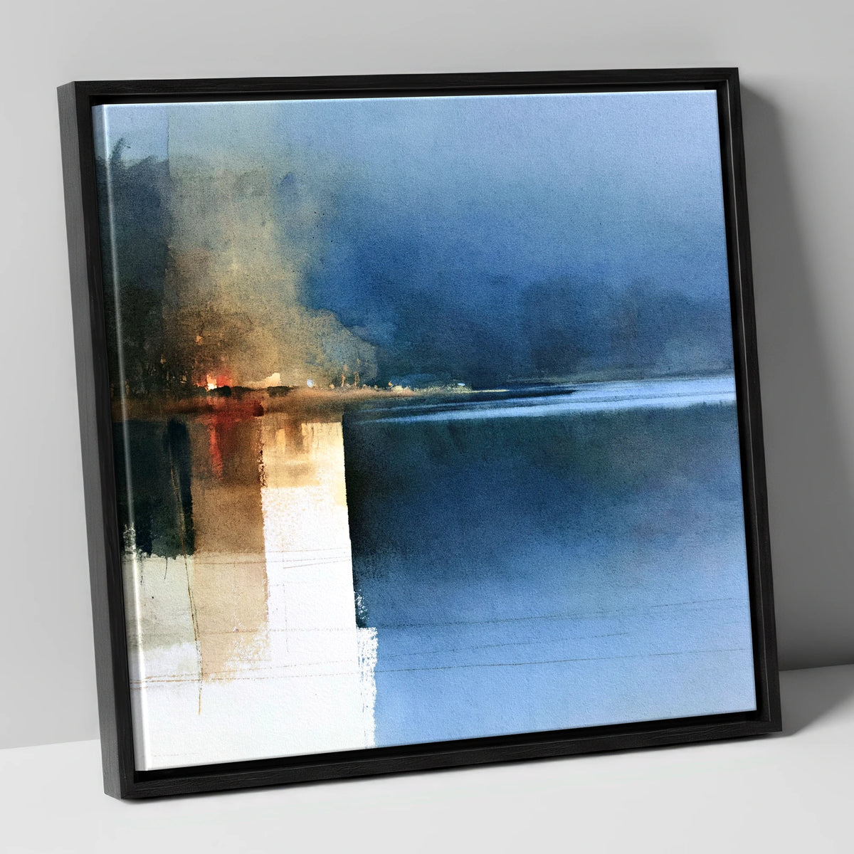 Indigo Lake Reflections at Dusk lake district lake canvas wall art in black frame