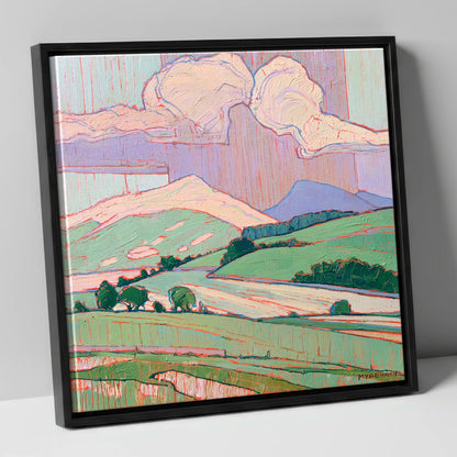 Vivid Fells Under Storm Clouds lake district sky canvas wall art in black frame