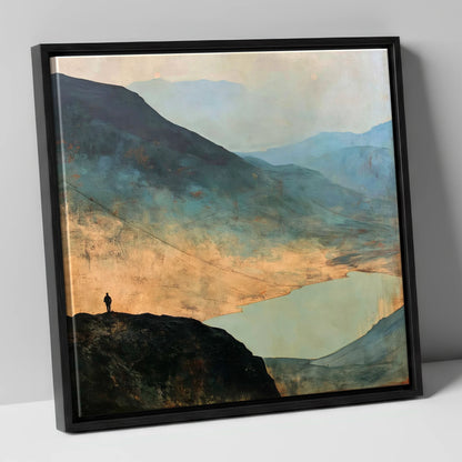 Westmorland Cairn Silhouette Over Wasdale lake district fell canvas wall art in black frame
