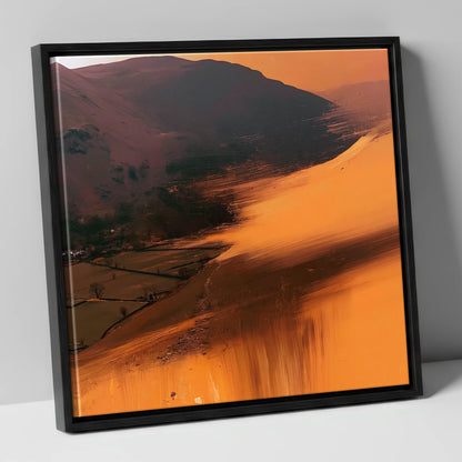 Amber Bracken Above Patterdale lake district village canvas wall art in black frame