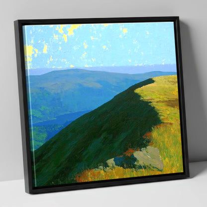 Sunlit Ridge on Sour Howes lake district fell canvas wall art in black frame