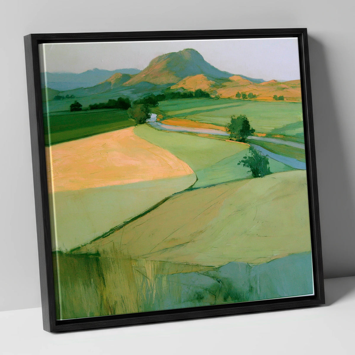 Valley Fells in Golden Light lake district sky canvas wall art in black frame
