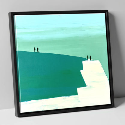 Teal Striding Edge Fell Walkers lake district walking canvas wall art in black frame