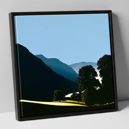 Valley Mist at First Light lake district sky canvas wall art in black frame