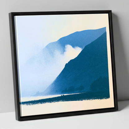 Rolling Fells in Deep Blue lake district fell canvas wall art in black frame