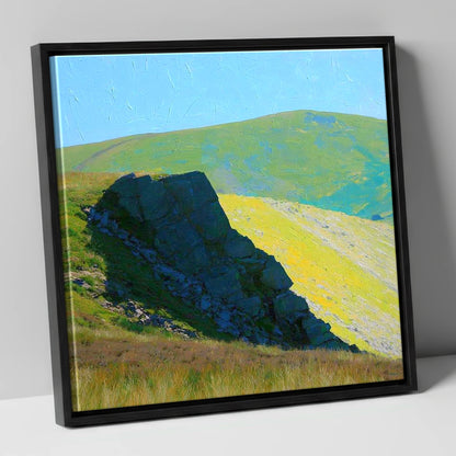 Vibrant Crag on Armboth Fell lake district fell canvas wall art in black frame