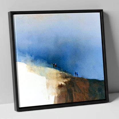 Fell Walkers Beneath Indigo Skies lake district walking canvas wall art in black frame