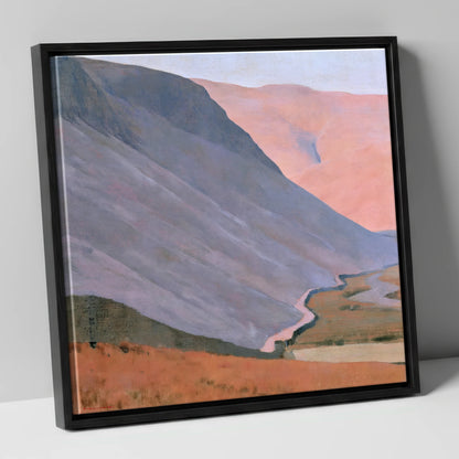 Pastel Fells and Drystone Wall lake district valley canvas wall art in black frame