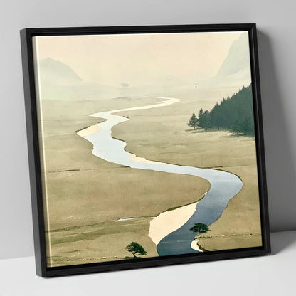 Winding Beck in Ochre Valley lake district waterfall canvas wall art in black frame