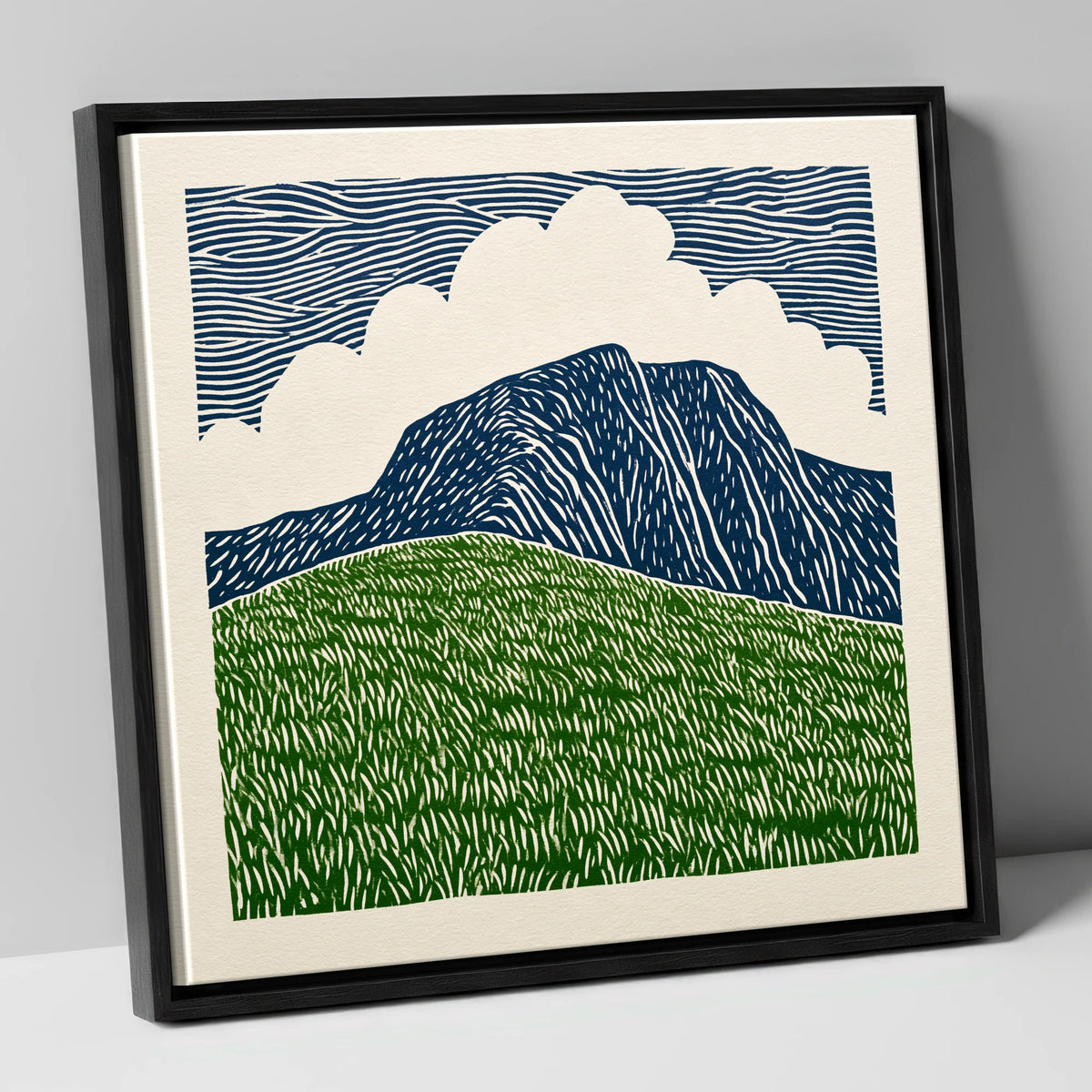 Helvellyn in Bold Graphic Lines lake district fell canvas wall art in black frame