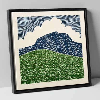 Helvellyn in Bold Graphic Lines lake district fell canvas wall art in black frame