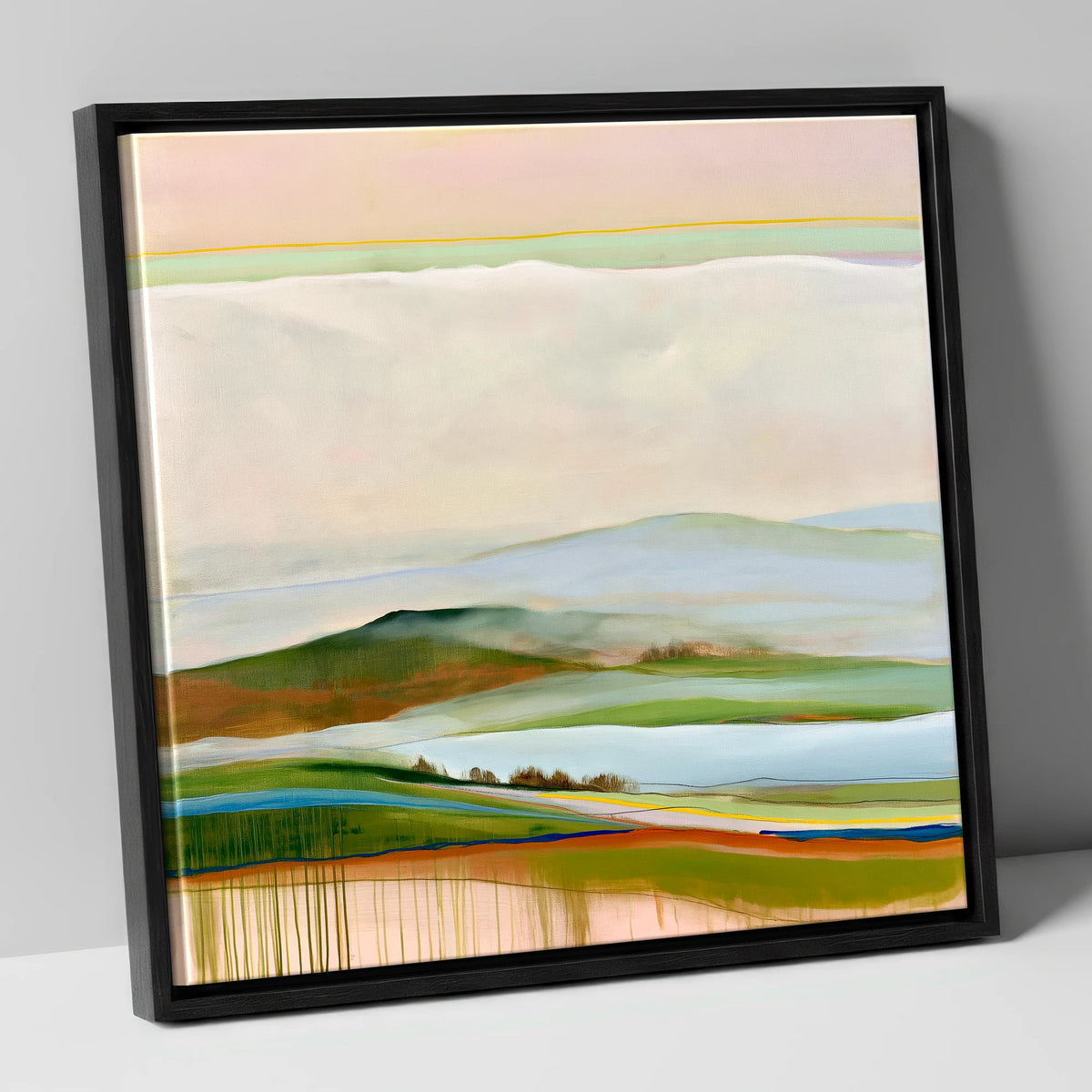 Layered Rolling Fells Under Cloud lake district fell canvas wall art in black frame