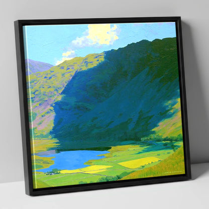 Brock Crags over Sunlit Valley lake district fell canvas wall art in black frame
