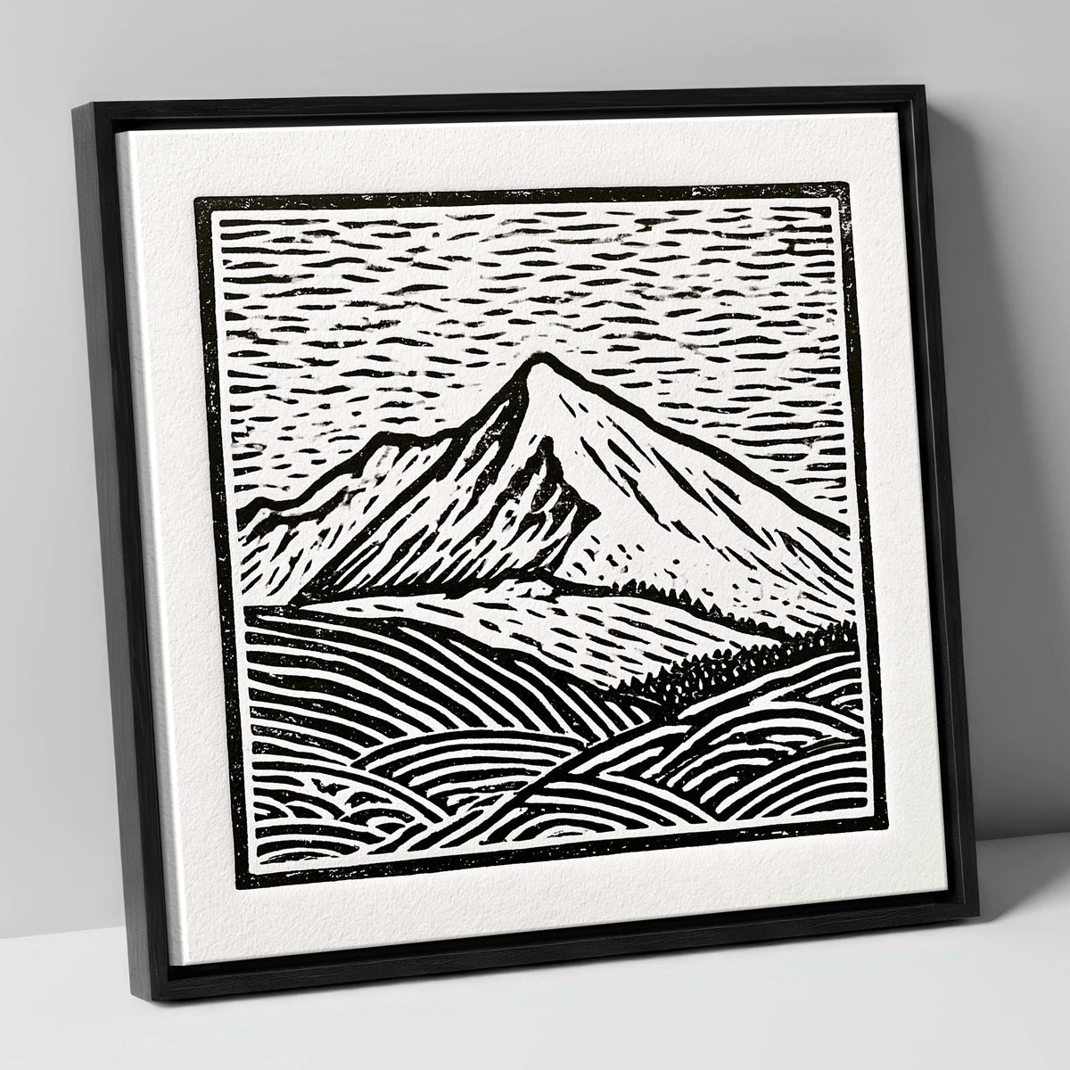 Stark Monochrome Skiddaw Peak lake district fell canvas wall art in black frame