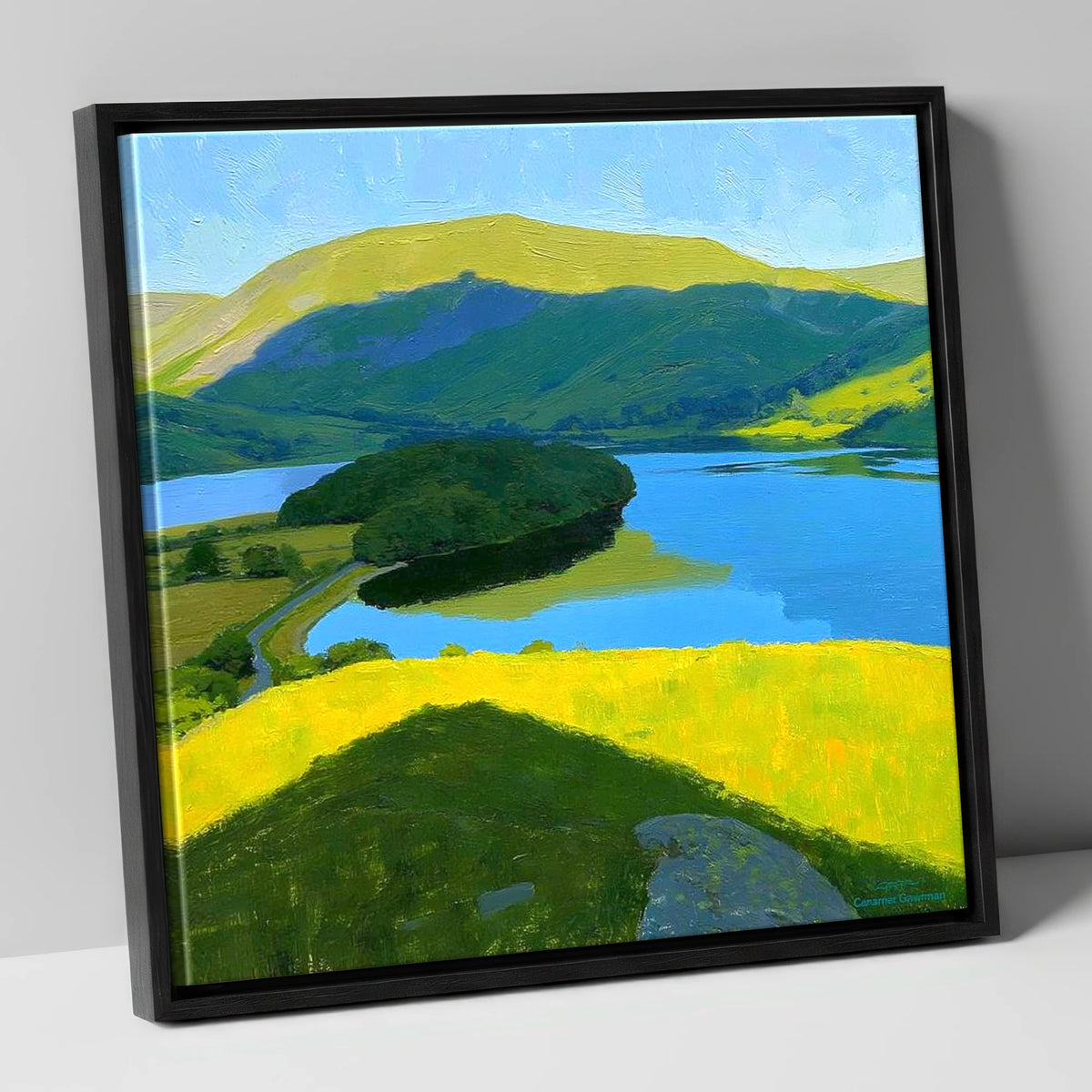 Vibrant Selside Pike Above Lake lake district fell canvas wall art in black frame