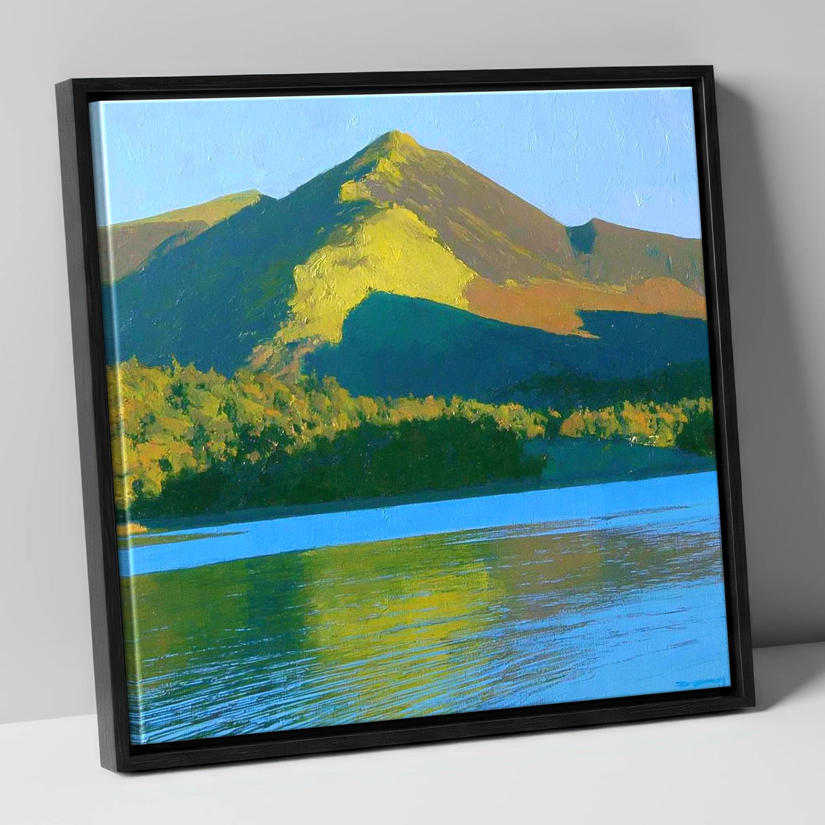 Sunlit Causey Pike Ridge lake district fell canvas wall art in black frame