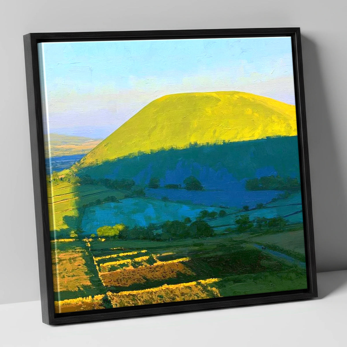 Great Mell Fell Sunlit Dome lake district fell canvas wall art in black frame