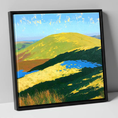 Sunlit Little Mell Fell lake district fell canvas wall art in black frame