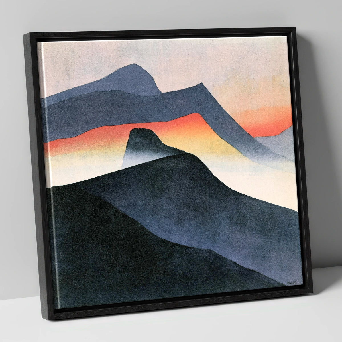 Mountain Ridge in Orange Mist lake district fell canvas wall art in black frame