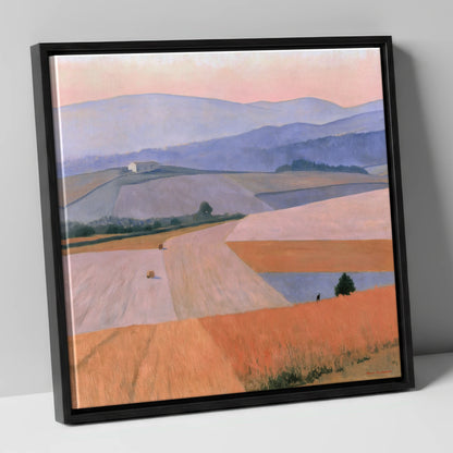 Pastel Dusk over Dale Fields lake district valley canvas wall art in black frame