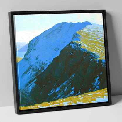Snow on High Spy Ridge lake district fell canvas wall art in black frame