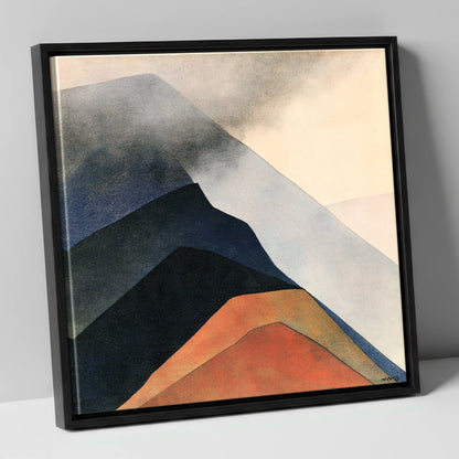 Abstract Terracotta Mountain Ridge lake district fell canvas wall art in black frame