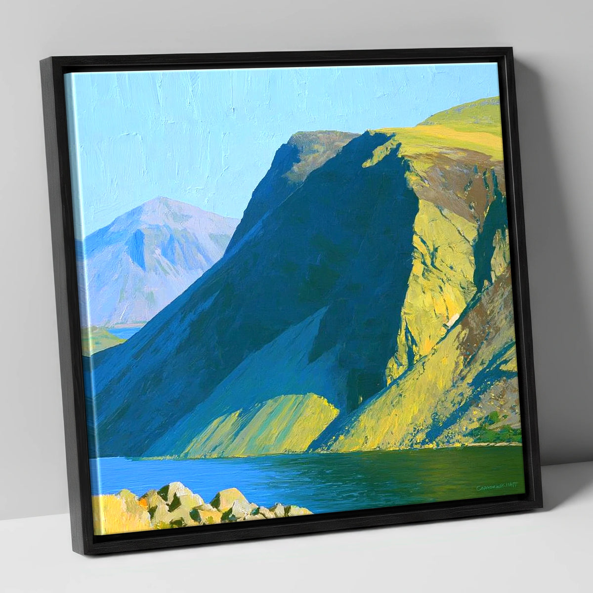 Vibrant Yewbarrow Ridge and Lake lake district fell canvas wall art in black frame