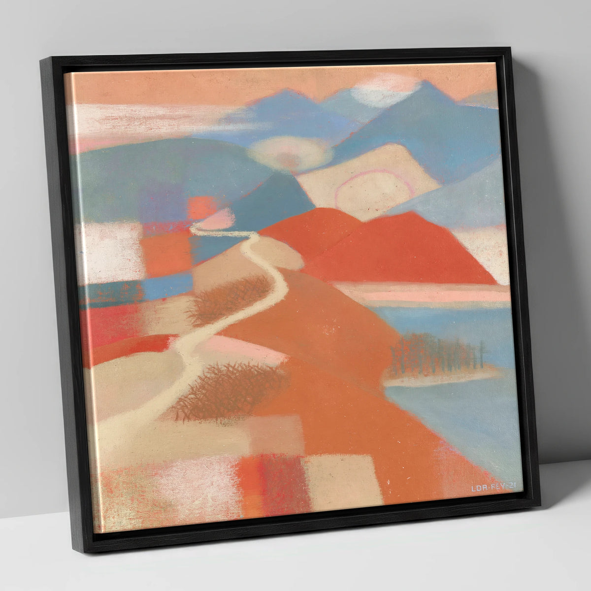 Terracotta Ridge on Cat Bells lake district fell canvas wall art in black frame