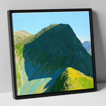 Sunlit Ridge on High Raise lake district fell canvas wall art in black frame