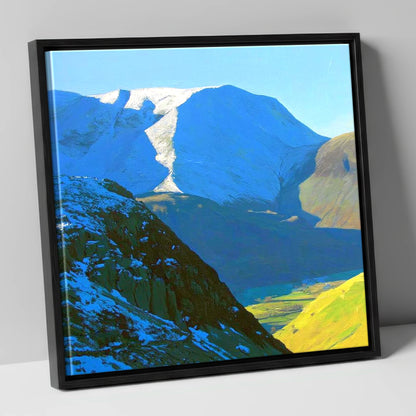 Winter Sunlight on Hindscarth Peak lake district fell canvas wall art in black frame
