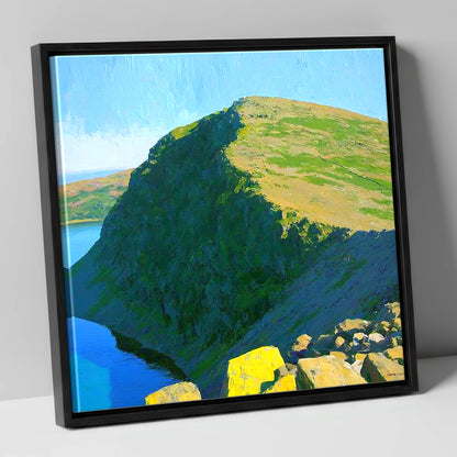 Old Man of Coniston Sunlit Ridge lake district fell canvas wall art in black frame