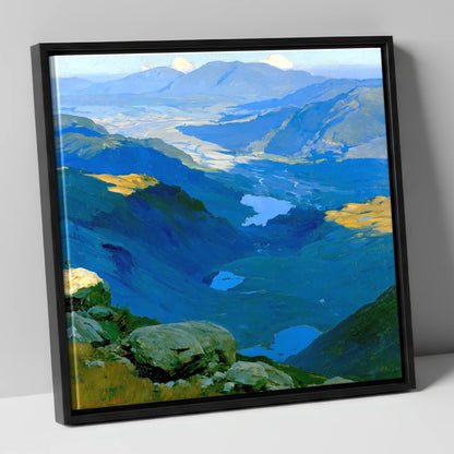 Summit View over Blue Tarns lake district fell canvas wall art in black frame
