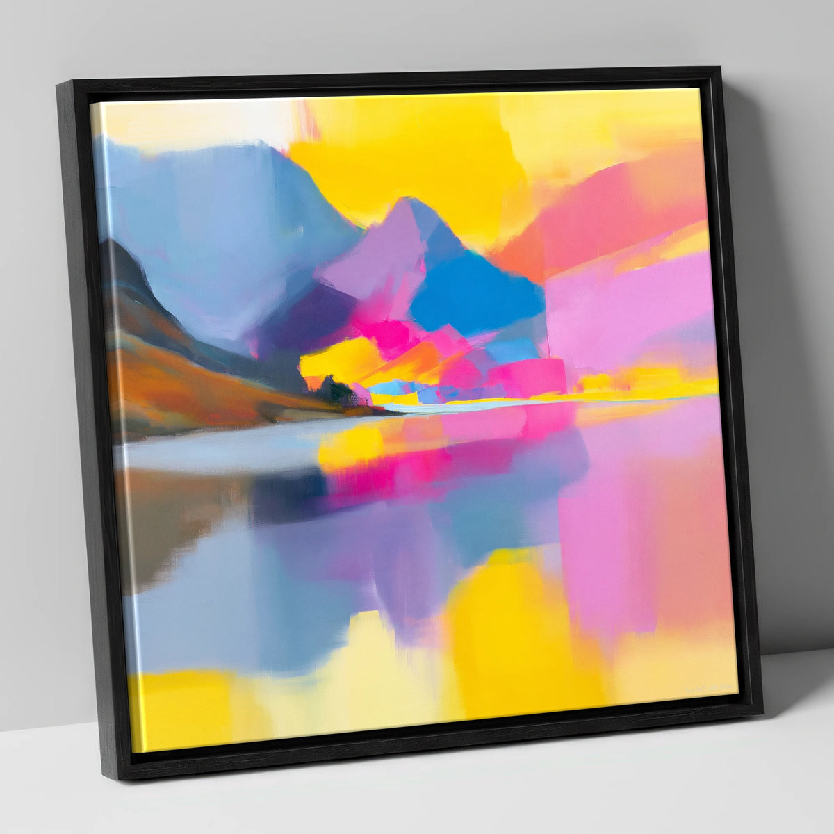 Vibrant Loweswater Lake Reflections lake district lake canvas wall art in black frame