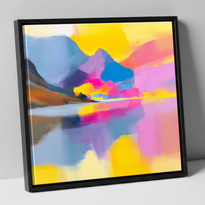 Vibrant Loweswater Lake Reflections lake district lake canvas wall art in black frame