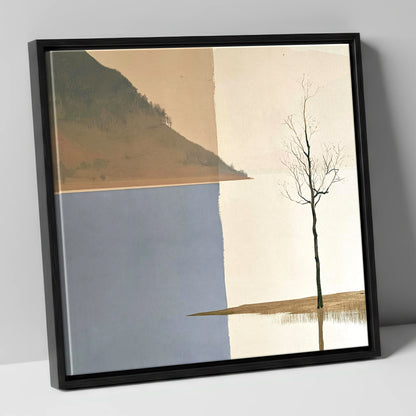 Minimalist Bassenthwaite Lake View lake district lake canvas wall art in black frame