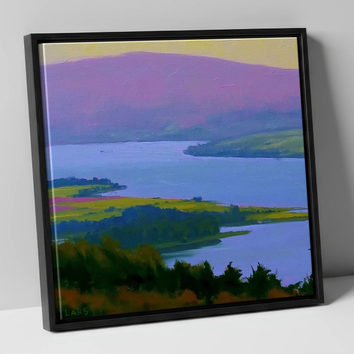 Vibrant Fells Above Bassenthwaite Lake lake district lake canvas wall art in black frame