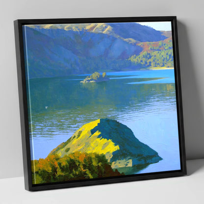 Sunlit Glenridding Dodd Crags lake district fell canvas wall art in black frame