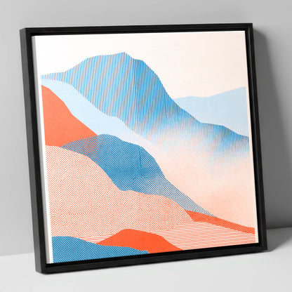 Great Langdale in Blue and Coral lake district valley canvas wall art in black frame