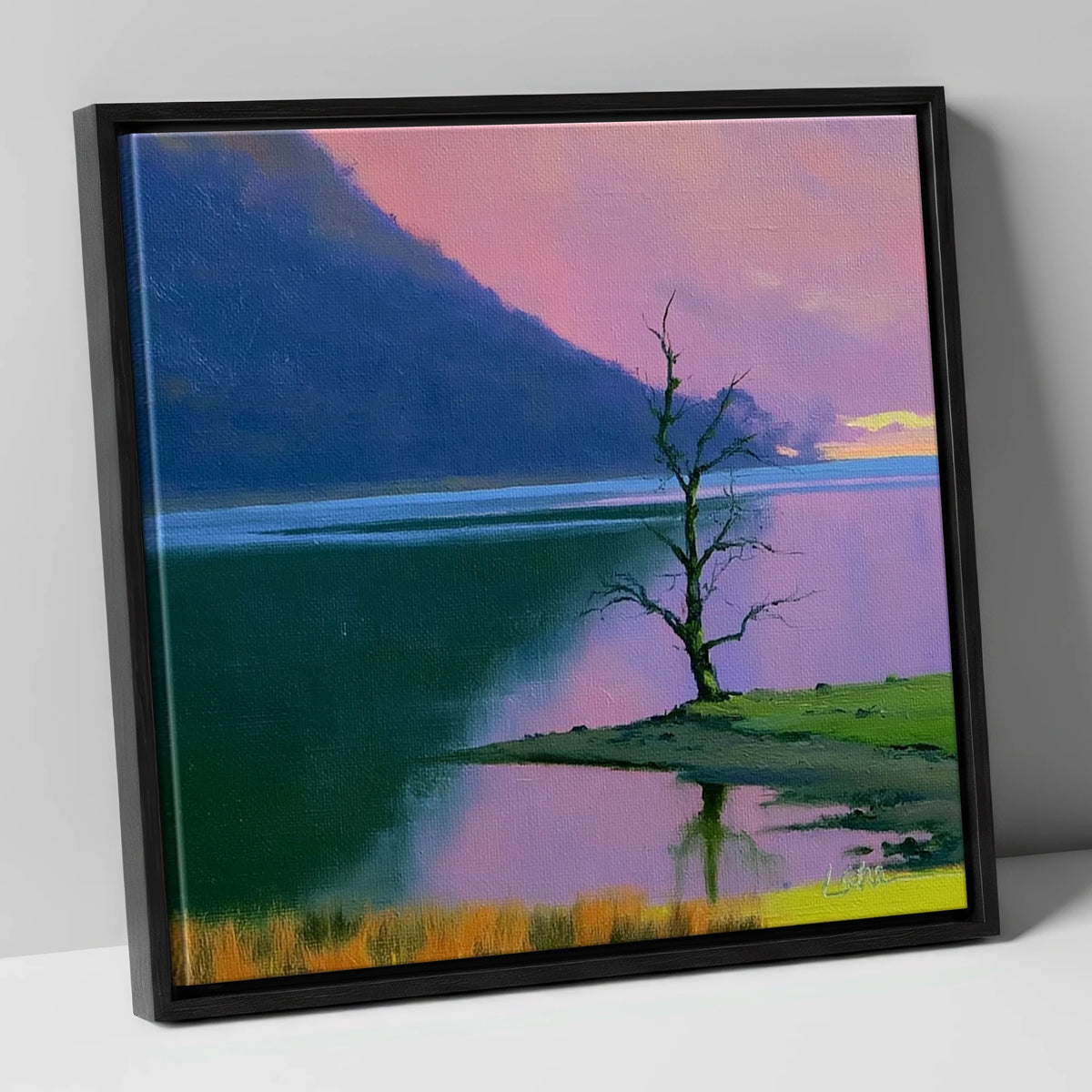 Vivid Sunset Over Bassenthwaite Lake lake district lake canvas wall art in black frame