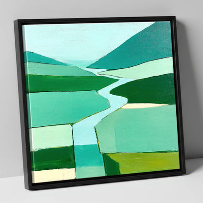 Abstract River Duddon Valley lake district waterfall canvas wall art in black frame