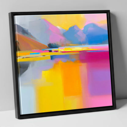 Vibrant Loweswater Reflections lake district lake canvas wall art in black frame