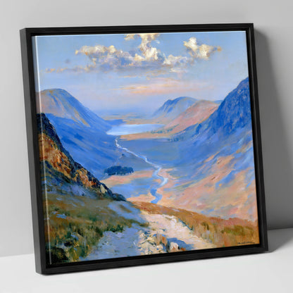 Sunlit Valley Trail from Haystacks lake district fell canvas wall art in black frame