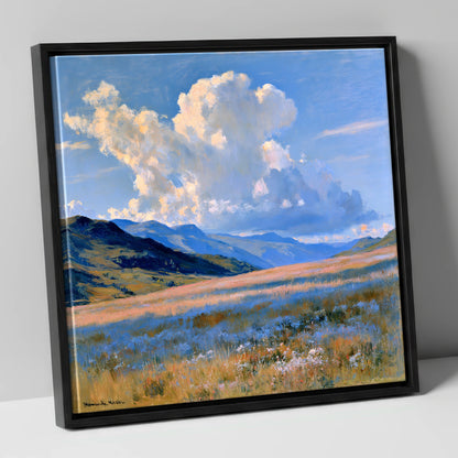 Towering Cloud Over Rolling Fells lake district fell canvas wall art in black frame