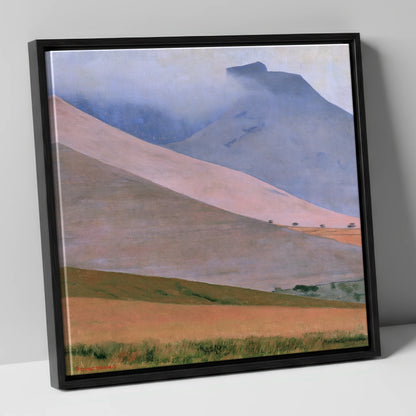 Dusk Pink Fells Under Cloud lake district fell canvas wall art in black frame