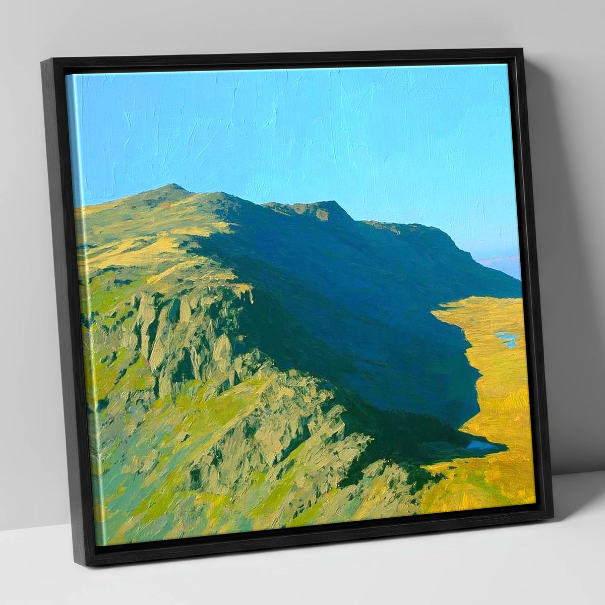 Thunacar Knott Ridge and Crags lake district fell canvas wall art in black frame