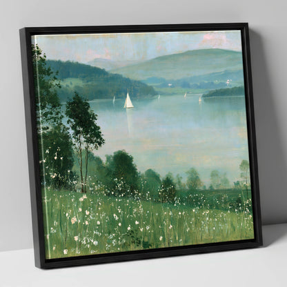 Wildflowers Above Hazy Windermere windermere wall art canvas wall art in black frame