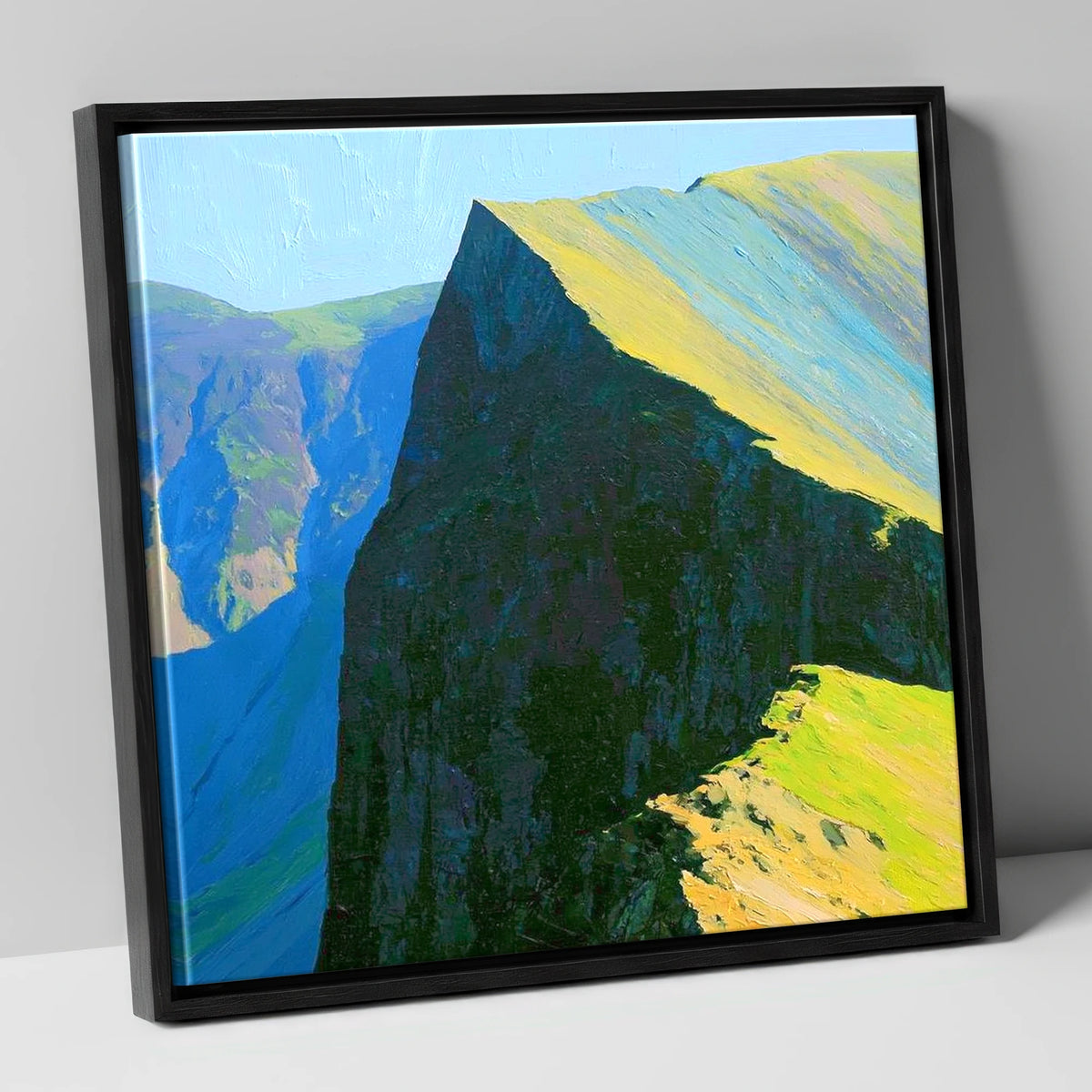 Sunlit Ridge at Hopegill Head lake district fell canvas wall art in black frame